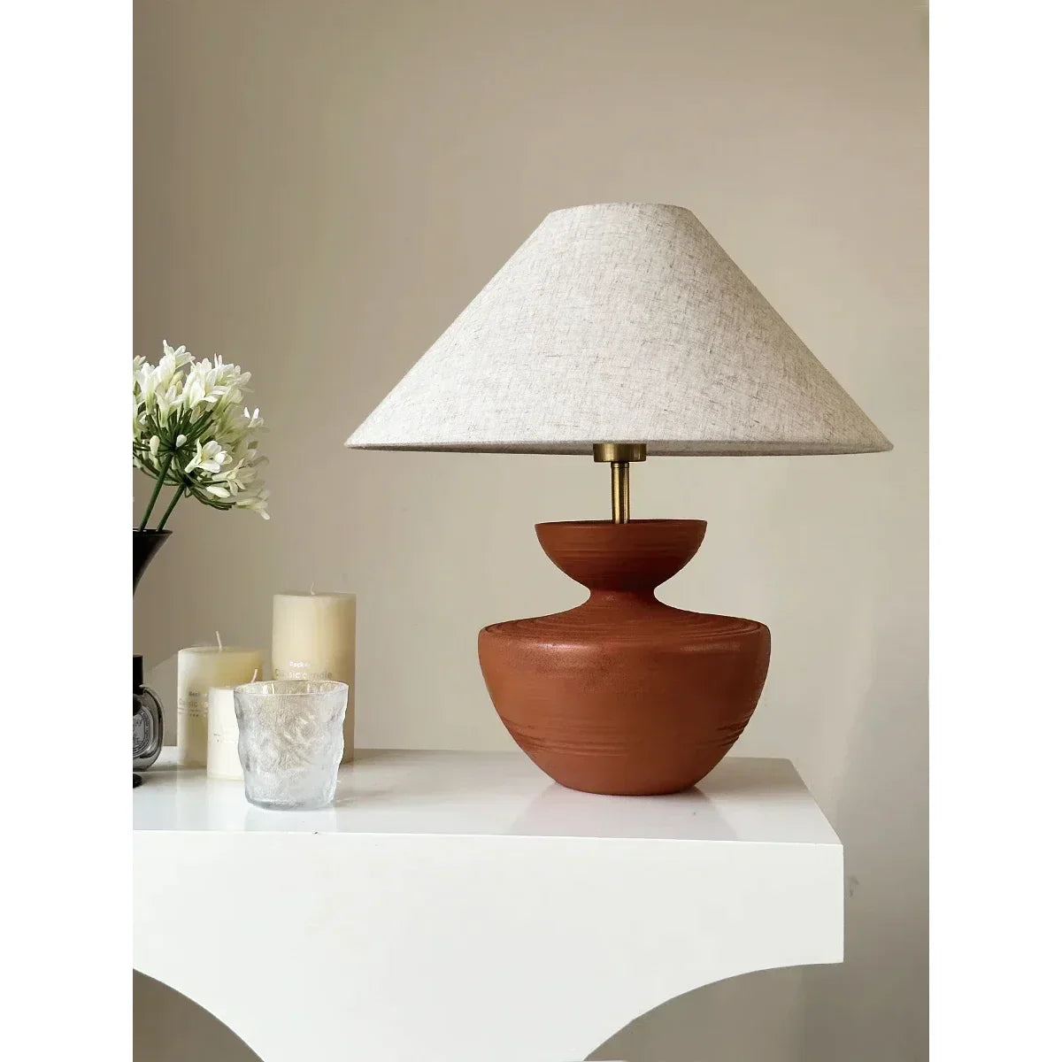 Earth Tones Ceramic Painted Table Lamp | Unique Lighting