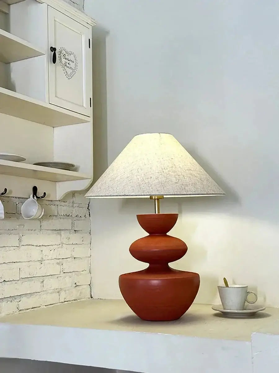 Earth Tones Ceramic Painted Table Lamp | Unique Lighting - Lamps