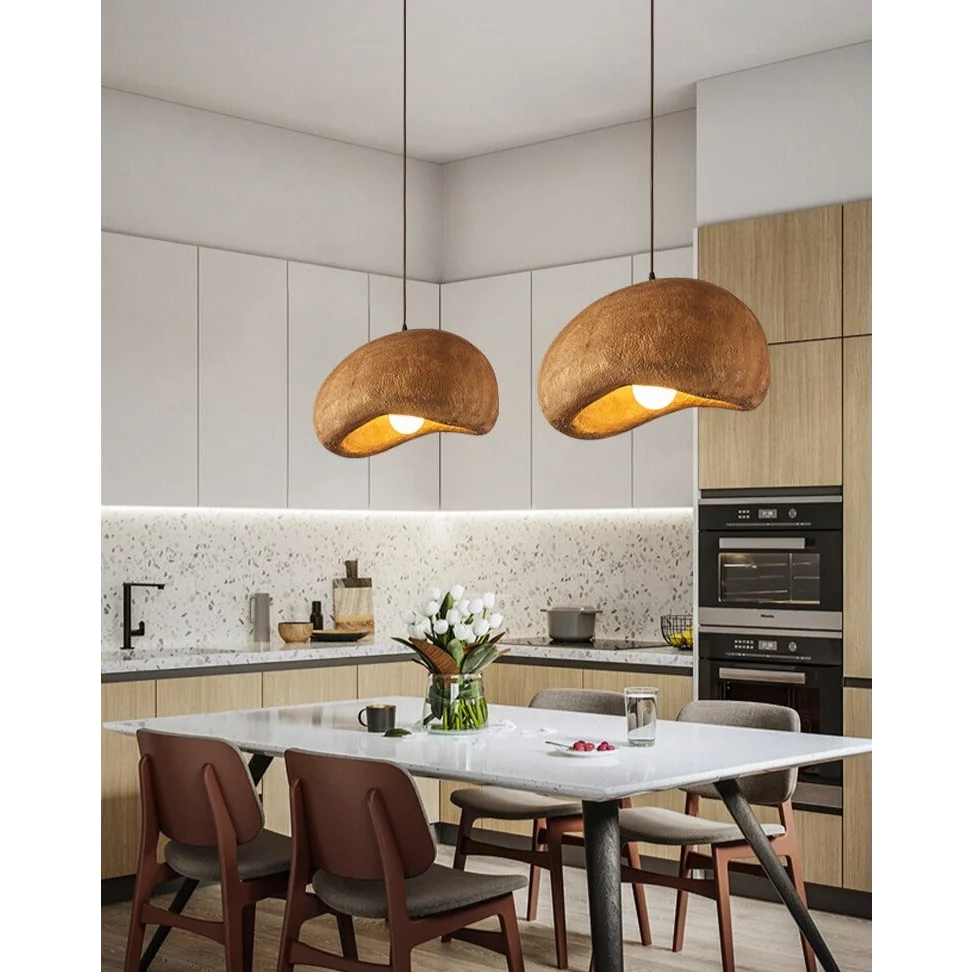 Japandi Brown Ceramic Pendant Lamp for Living Room Kitchen Bedroom | Minimalist Hanging