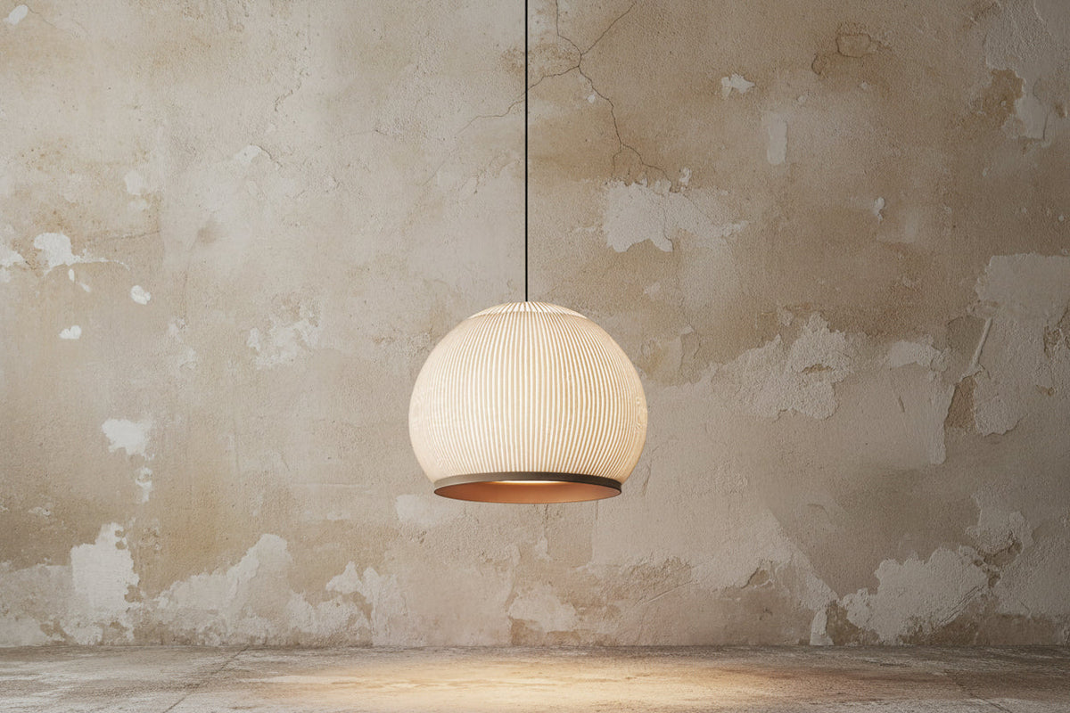Fabric Pendant Light 45cm | Ecru Knitted-textile Hanging Lamp Modern Scandinavian Dining & Living Casalolalights Luxury