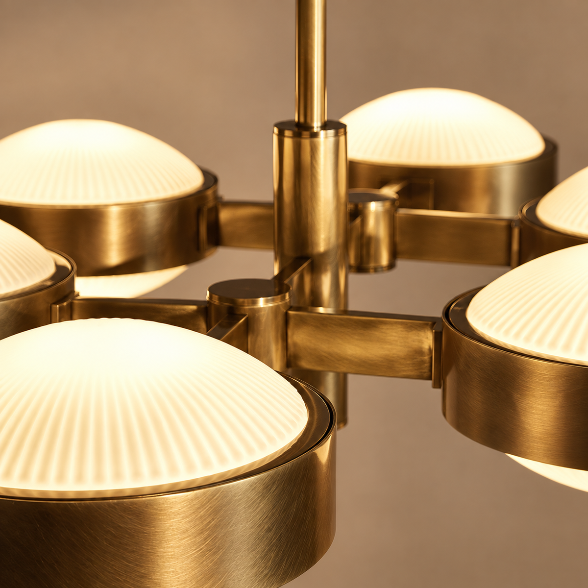 Fluted Glass Linear Chandelier Champagne Brass | Compact for a Kitchen Island Custom Rod Length Casalola Lights Luxury