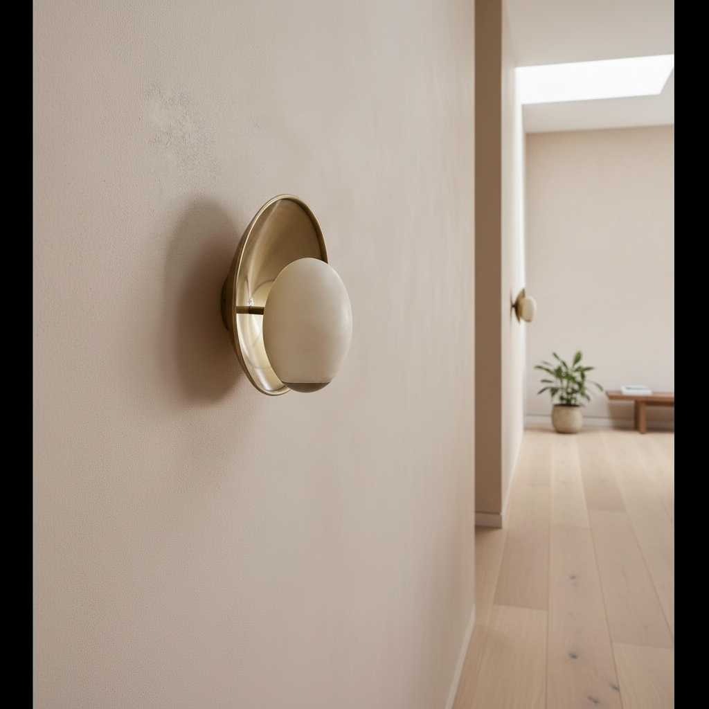 Genuine Alabaster Egg Wall Sconce Brass | Bedroom Accent Entrance Light Soft Glow Casalola Lights Luxury Lamps