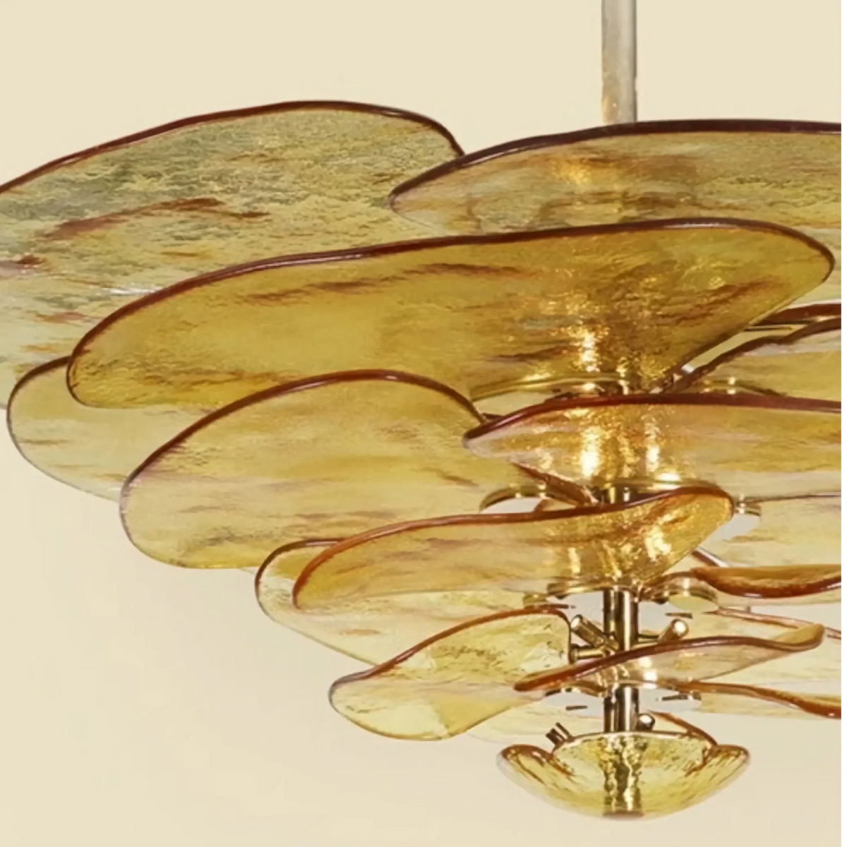 Amber Glass Petal Chandelier | Honey Toned Petals for a Warm Glow Medium or Large Dining Table Casalola Lights Luxury