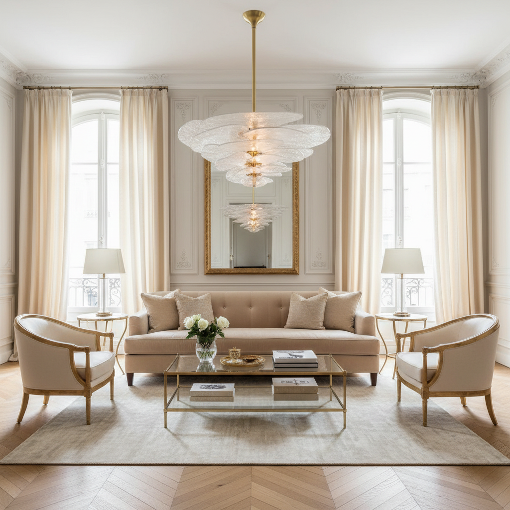 Clear Glass Petal Chandelier | Ice Toned Petals Soft Diffused Glow Medium or Large Stairwell Casalola Lights Luxury