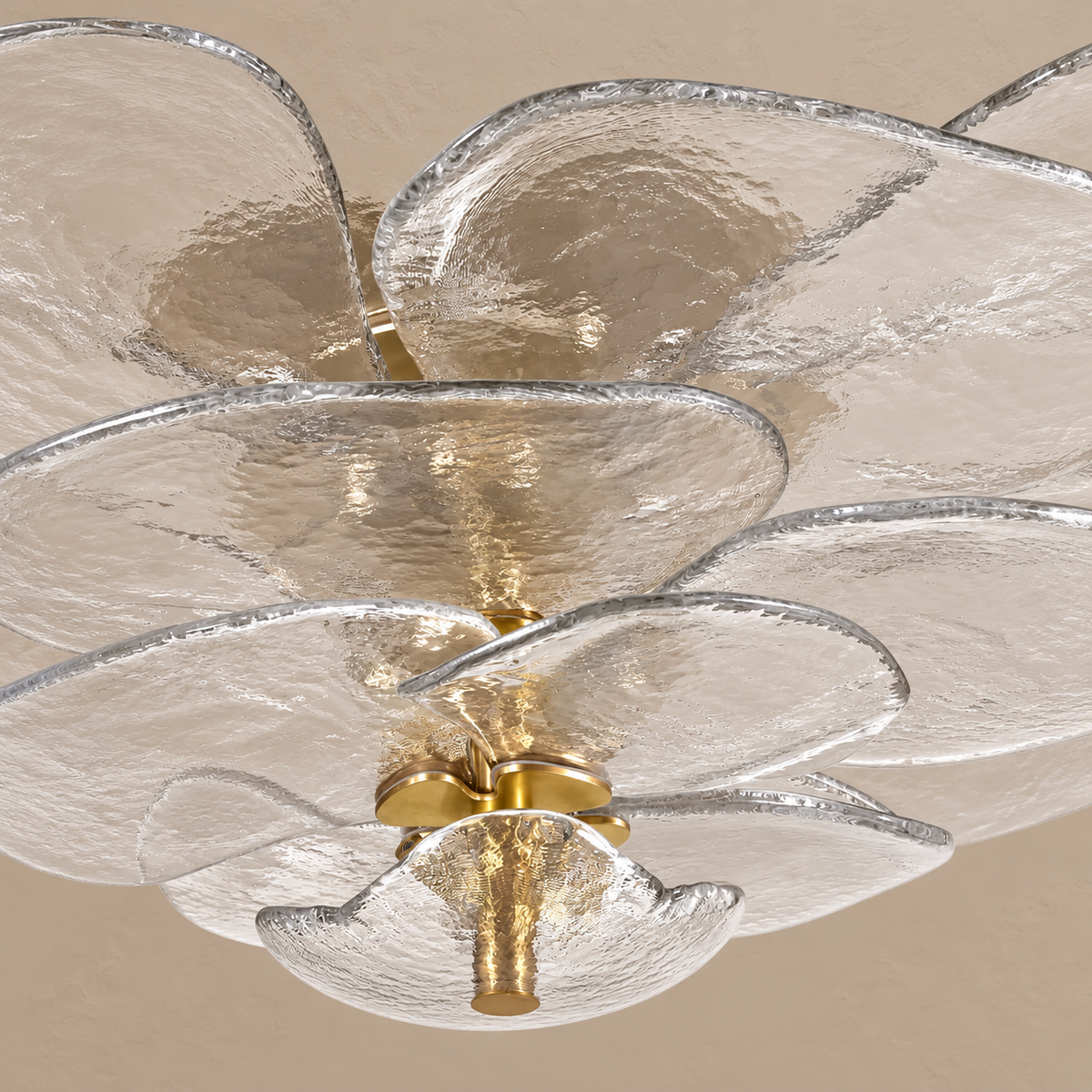 Clear Glass Petal Chandelier | Ice Toned Petals Soft Diffused Glow Medium or Large Stairwell Casalola Lights Luxury