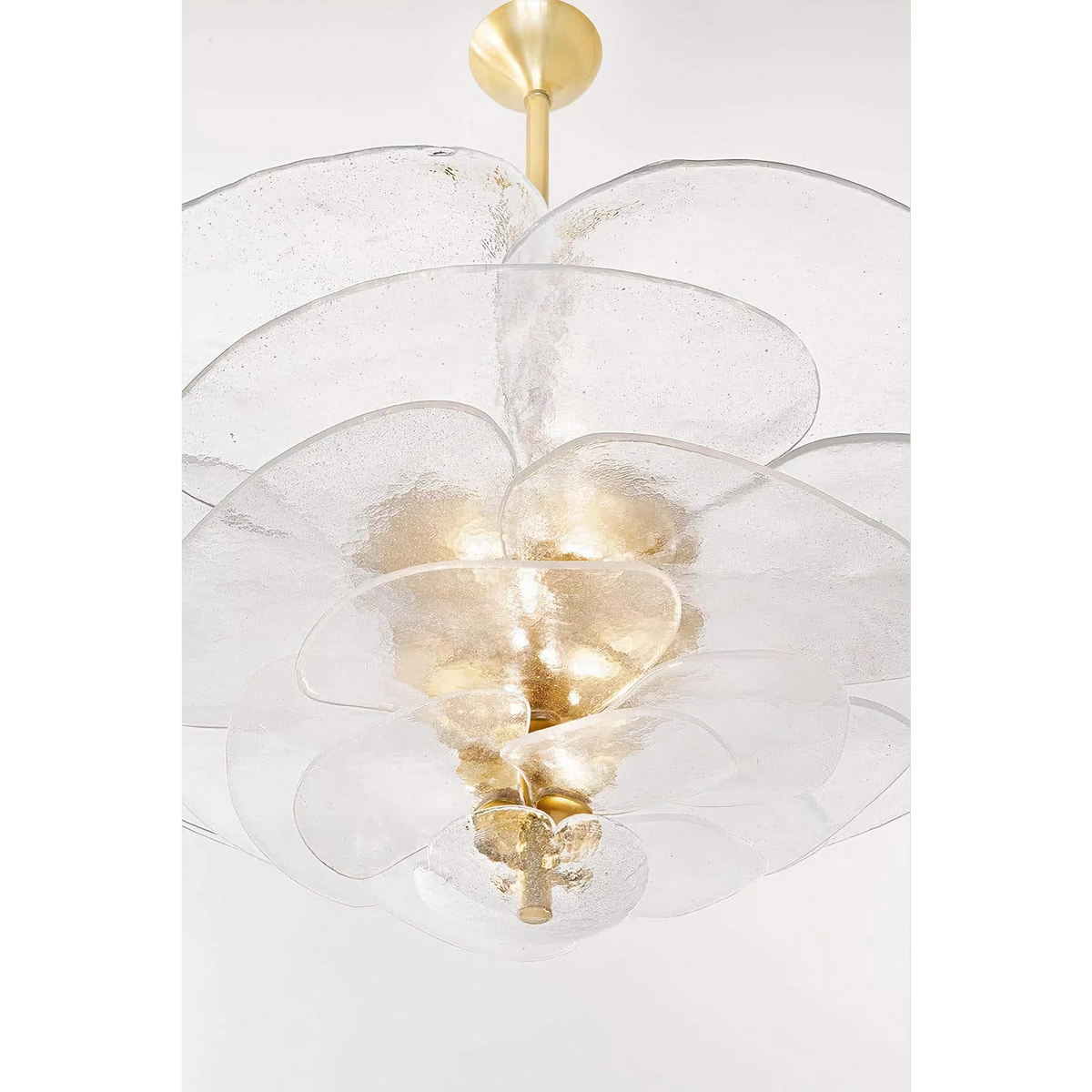 Clear Glass Petal Chandelier | Ice Toned Petals Soft Diffused Glow Medium or Large Stairwell Casalola Lights Luxury