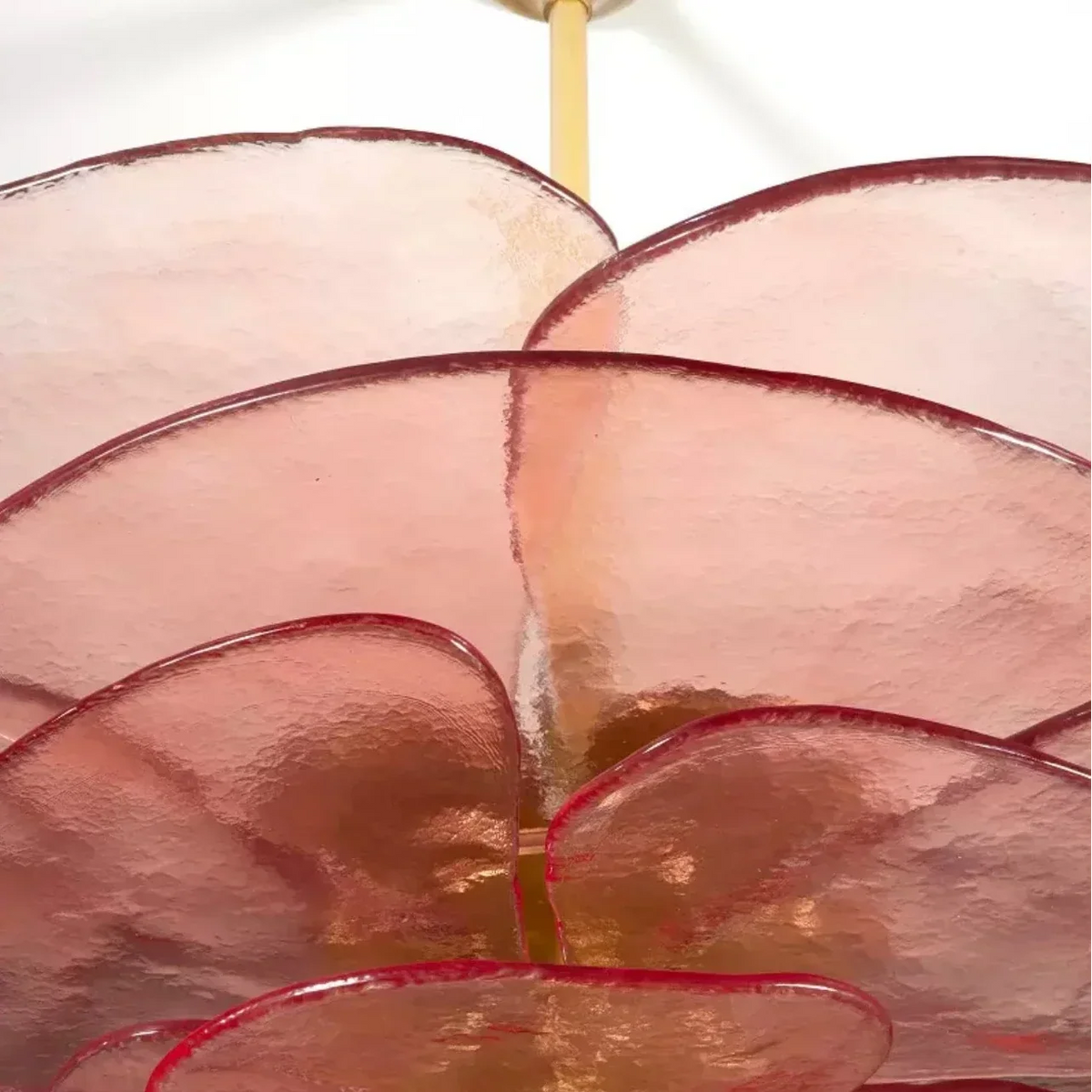 Glass Petal Chandelier Pink Bronze Clear or Green | Hand Formed Petals Sloped Ceiling 2 Sizes Casalola Lights Luxury