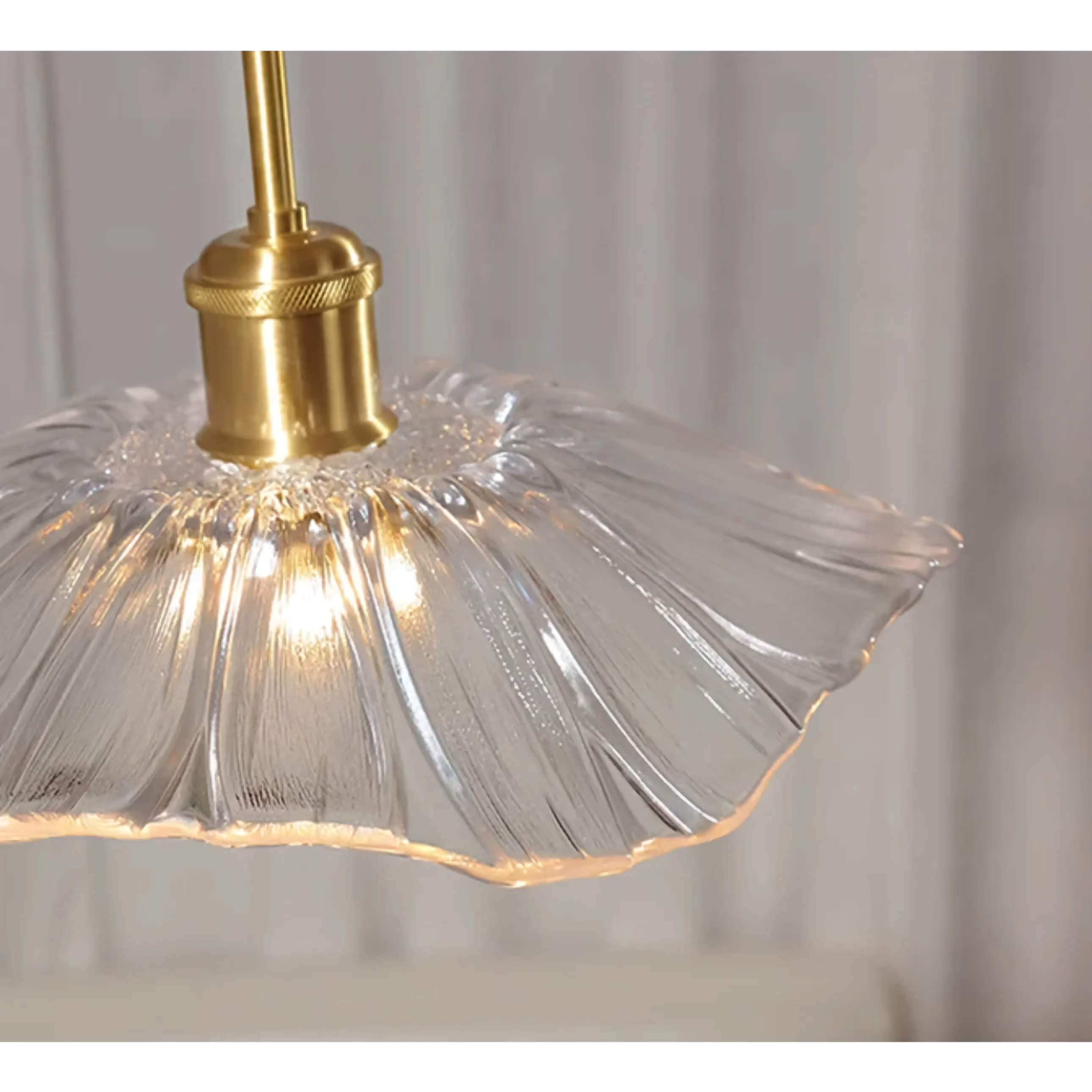 Copper and Glass Flower Semi-flush Mount Ceiling Light – Lighting Fixture for Low Ceilings