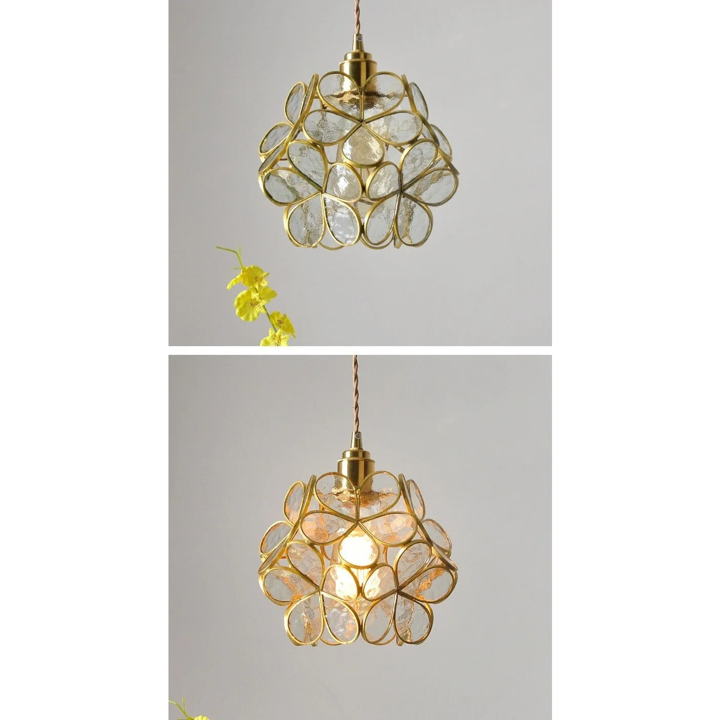 Colorful Glass Pendant Lamp | Round Flower Hanging Lights for Living Room Kitchen Dining