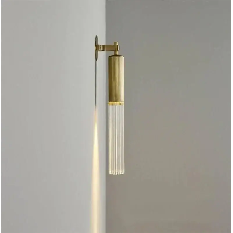 Flume Modern Brass and Glass Vintage Wall Sconces – Cylindrical Led Light
