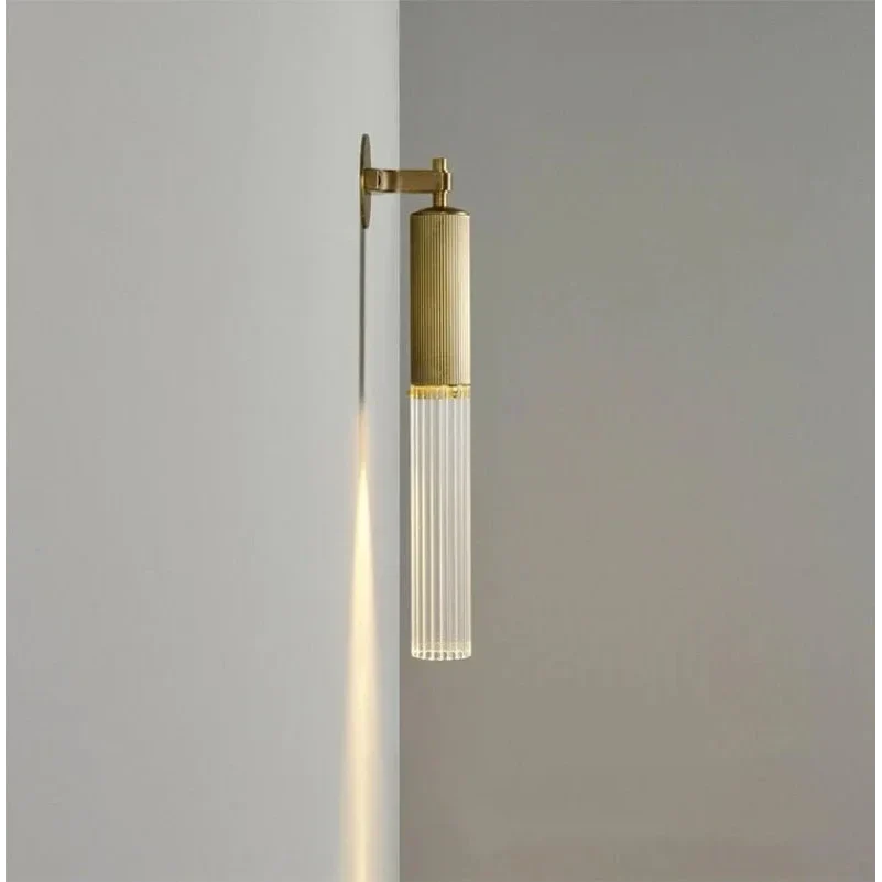 Flume Modern Brass and Glass Vintage Wall Sconces – Cylindrical Led Light
