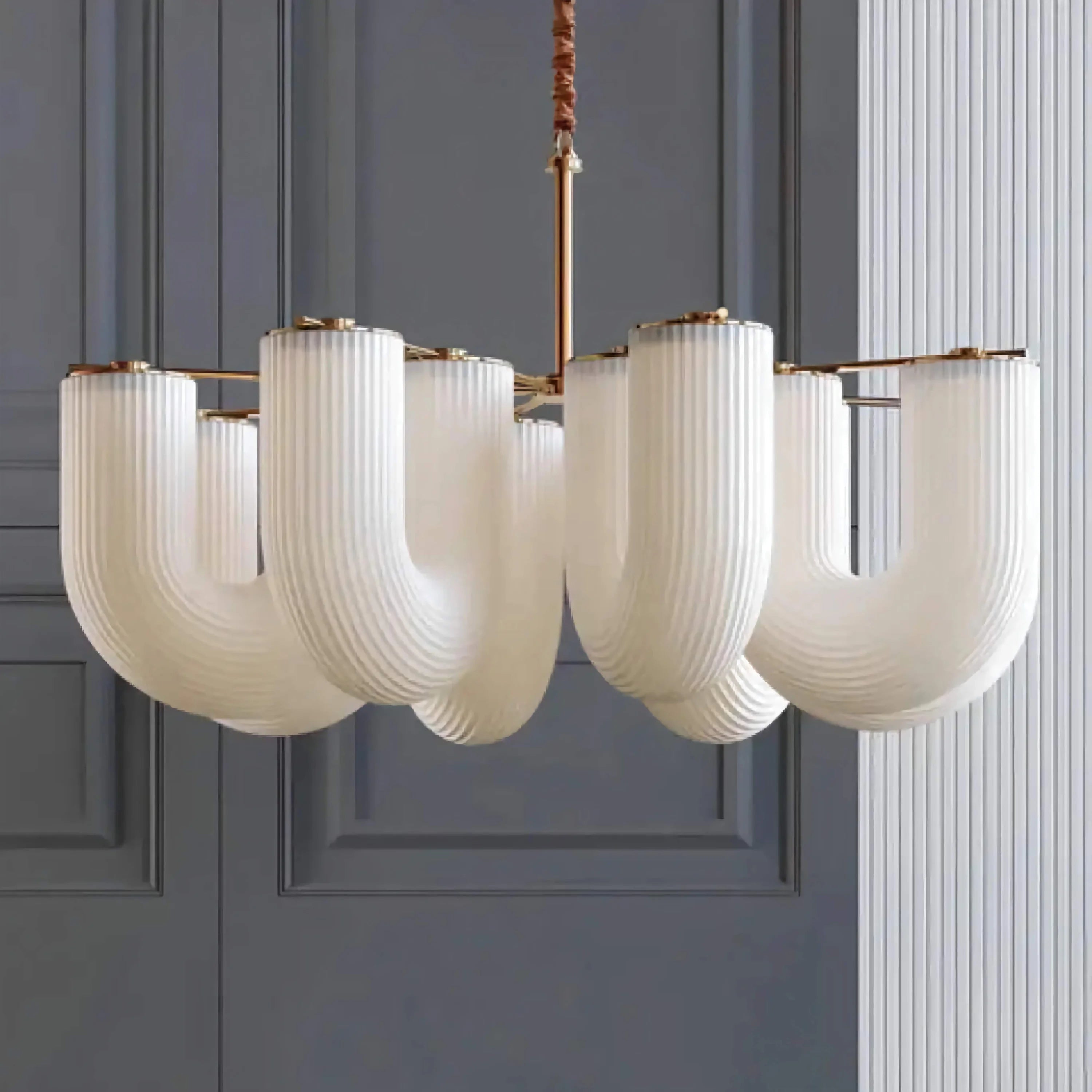 Modern Sculptural Pendant Light | Fluted Glass Ceiling Chandelier