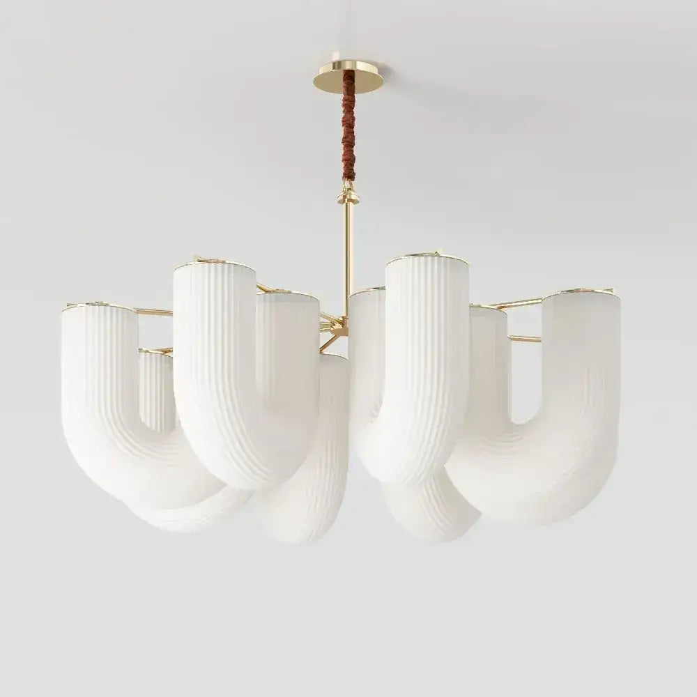 Modern Sculptural Pendant Light | Fluted Glass Ceiling Chandelier - Chandeliers