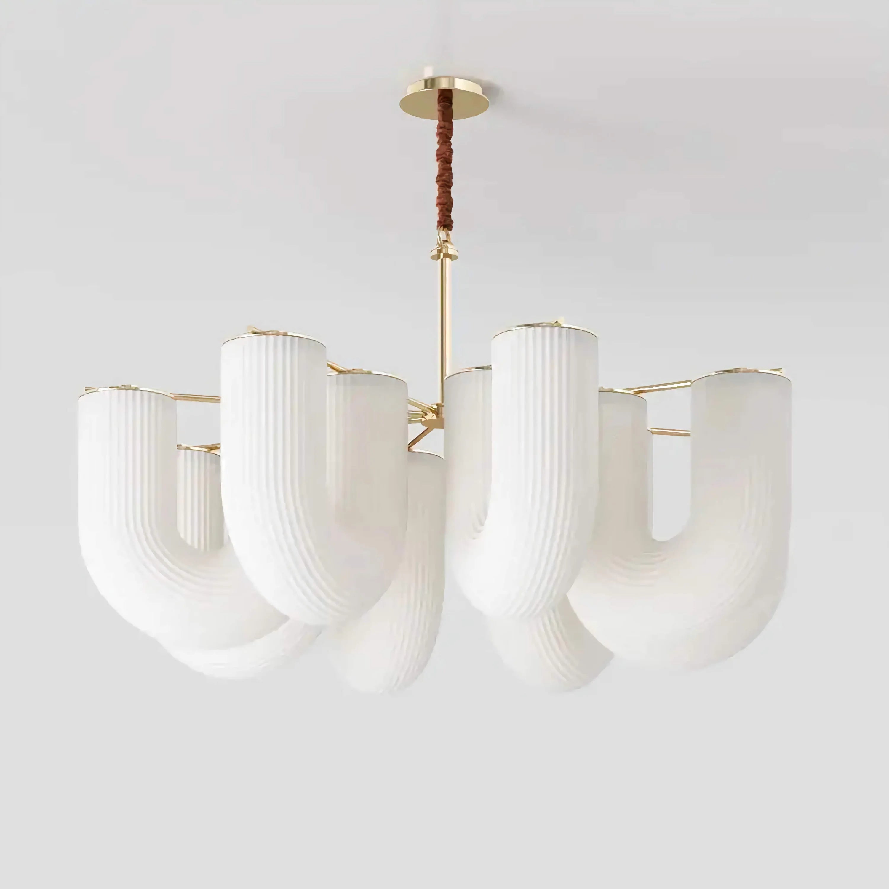 Modern Sculptural Pendant Light | Fluted Glass Ceiling Chandelier