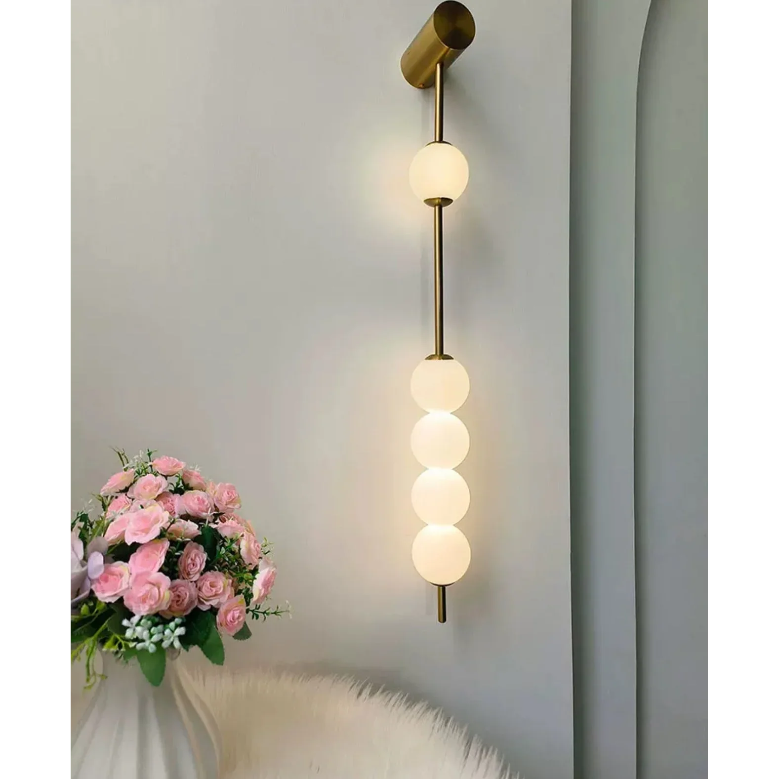 French iron and acrylic wall light full view