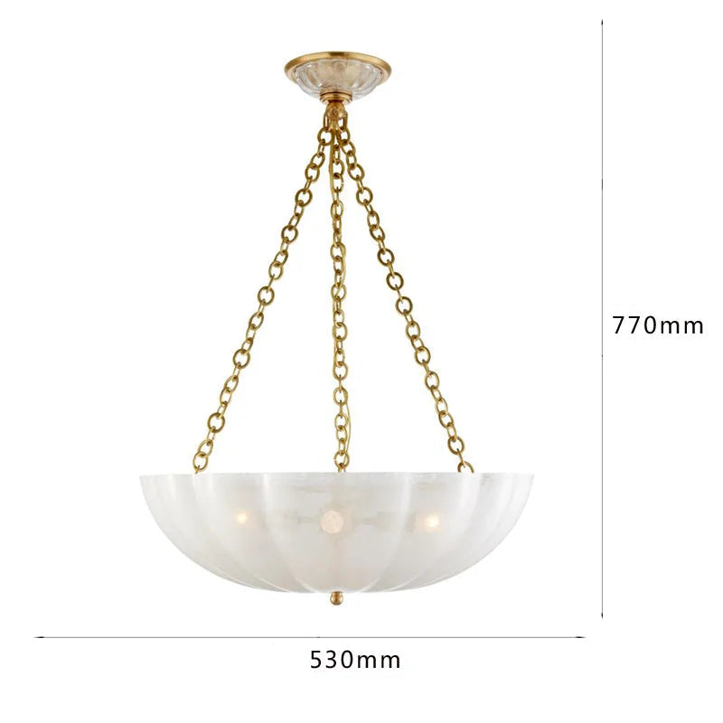 Frosted Glass Bowl Chandelier | Semi Flush Brass Fixture for Foyer