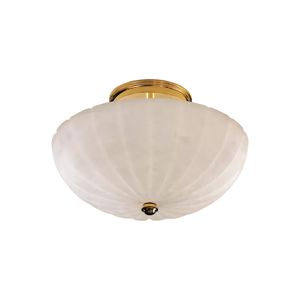 Frosted Glass Semi Flush Mount Ceiling Light for Dining Room | Brass Chains 16 or 21 Inch Scalloped Rim Casalola Lights