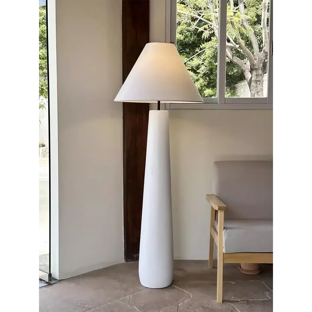 Mushroom Resin Floor Lamp Fabric Shade | 147cm Tall White or Black E26/e27 Dimmable Option Casalola Lights Luxury Lamps