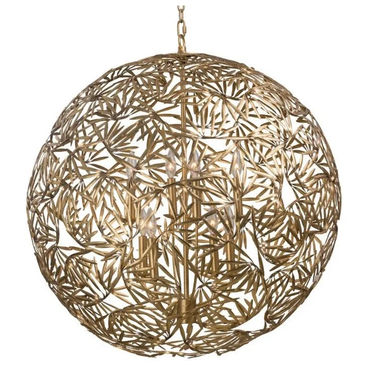 Jardin Gold Sculptural Globe Pendant Light | Artisan Sphere Fixture for Dining & Foyer Installations