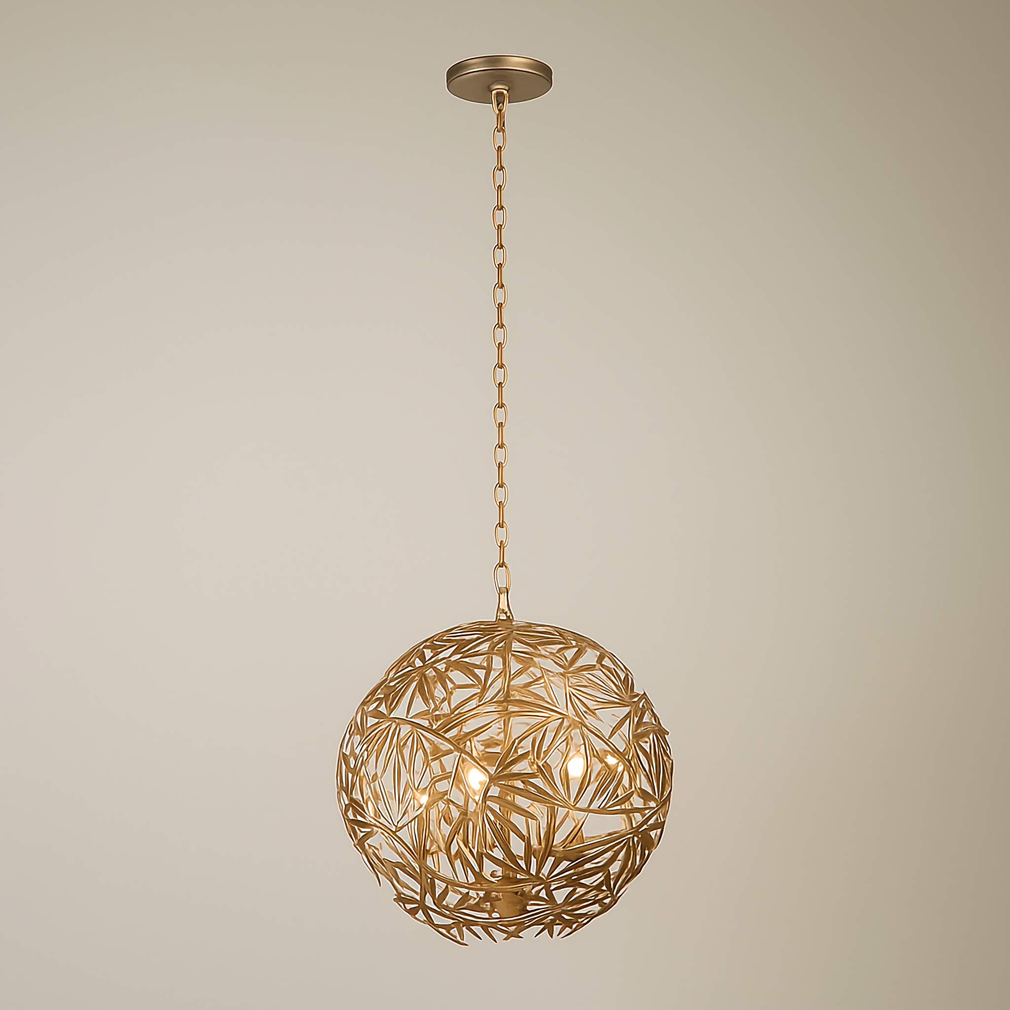 Jardin Gold Sculptural Globe Pendant Light | Artisan Sphere Fixture for Dining & Foyer Installations