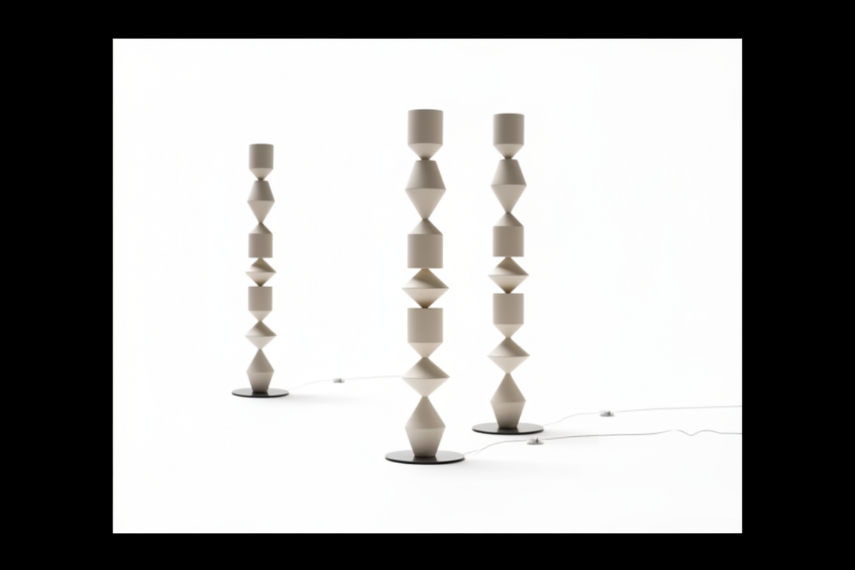 Geometric Iron Floor Lamp Black White or Walnut | 153cm Tall Up & Down Light Dimmable Option Casalola Lights Luxury