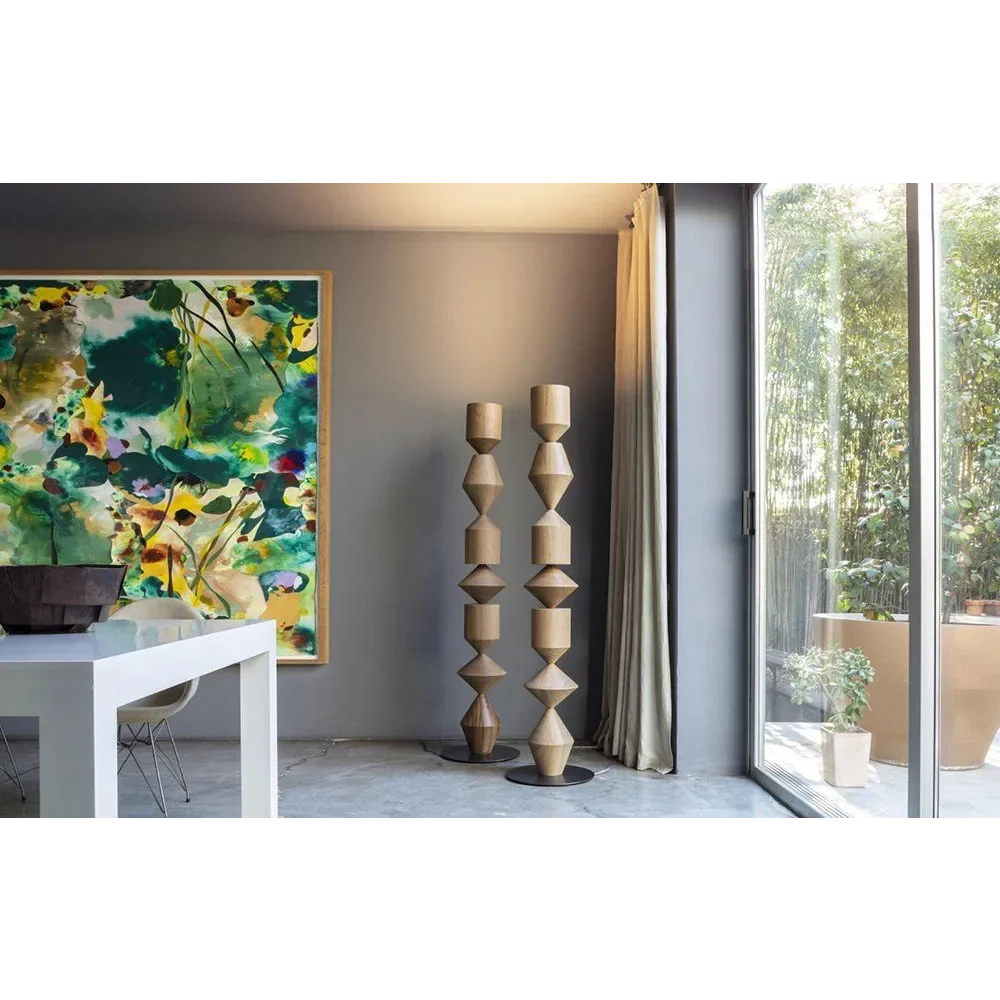 Geometric Iron Floor Lamp Black White or Walnut | 153cm Tall Up & Down Light Dimmable Option Casalola Lights Luxury