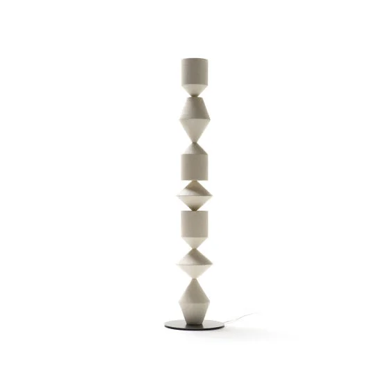 Geometric Iron Floor Lamp Black White or Walnut | 153cm Tall Up & Down Light Dimmable Option Casalola Lights Luxury