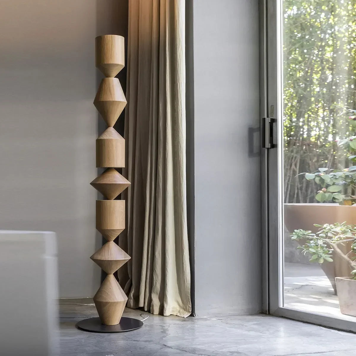 Geometric Iron Floor Lamp Black White or Walnut | 153cm Tall Up & Down Light Dimmable Option Casalola Lights Luxury