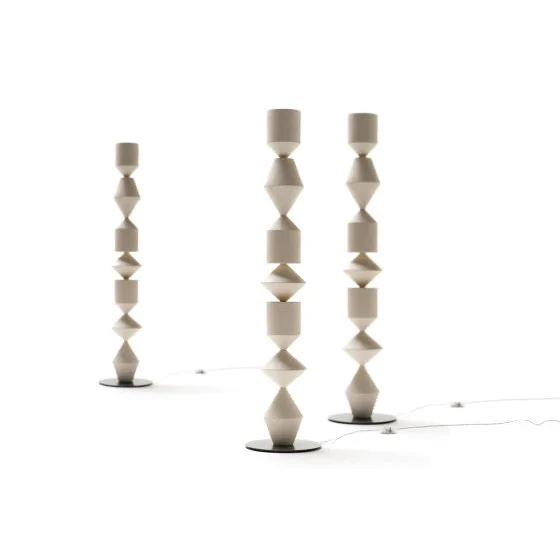 Geometric Iron Floor Lamp Black White or Walnut | 153cm Tall Up & Down Light Dimmable Option Casalola Lights Luxury