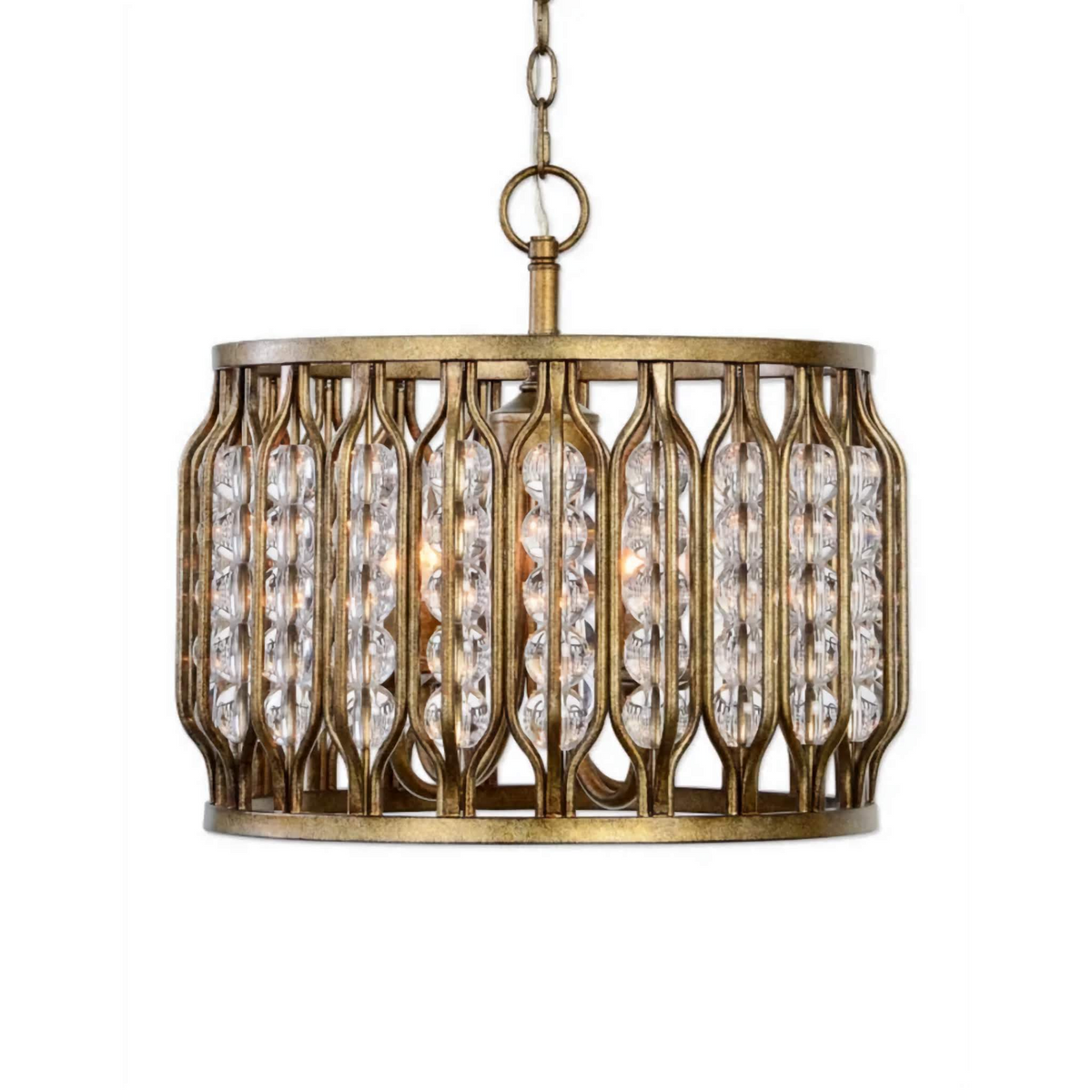 Crystal Drum Pendant for Dining Room or Entry | Solid Brass Cage 17 26 in Wide Cut Lenses Casalola Lights Luxury Lamps