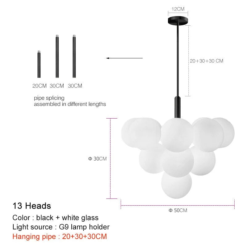 Modern Chandelier Luxury Metal Semi-flush Mount Glass 1-13 Heads Available | Casalola