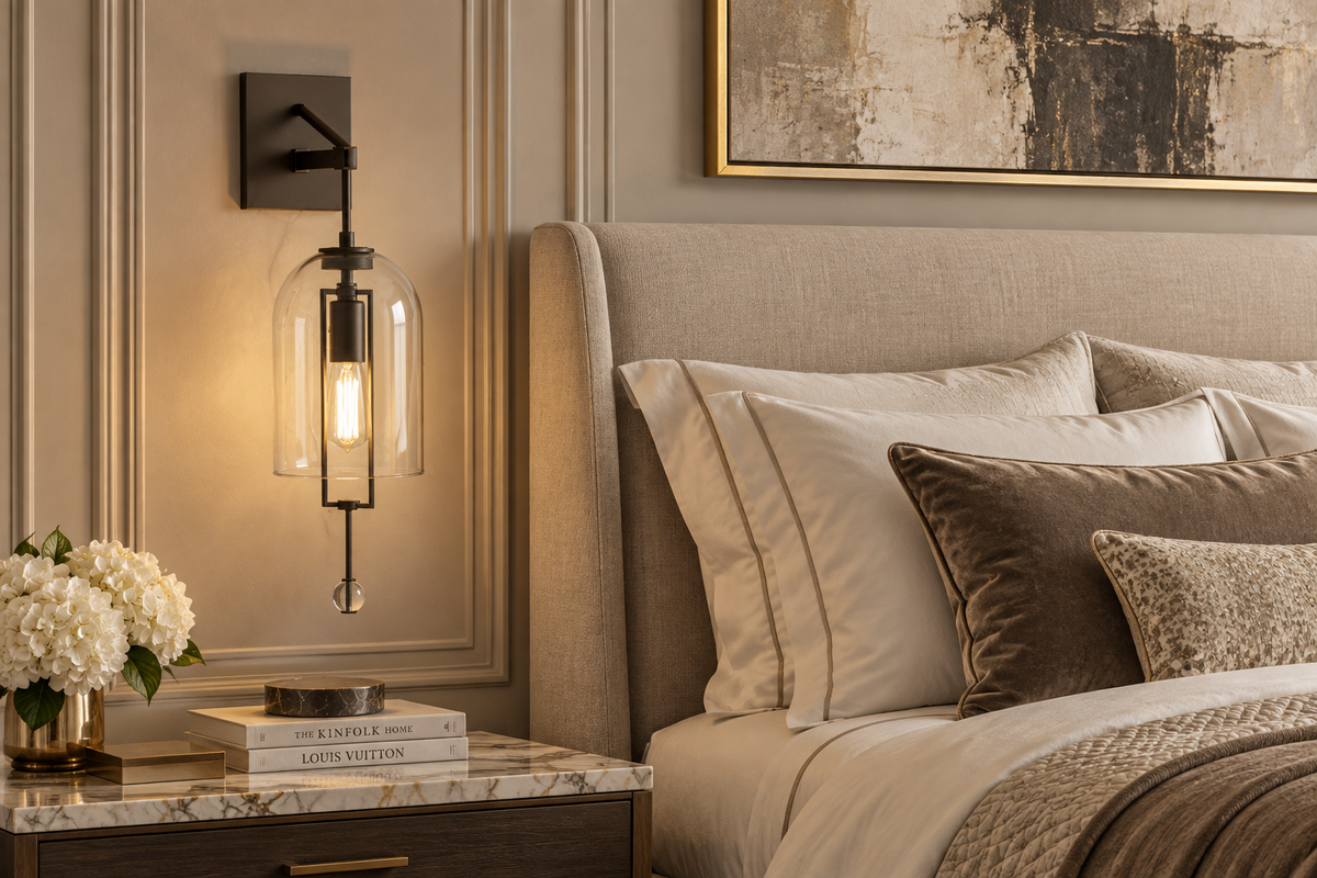 Hand-blown Glass Bell Wall Sconce Black or Bronze | Tall Hallway Pair Doorway Light E12/e14 59cm Casalola Lights Luxury