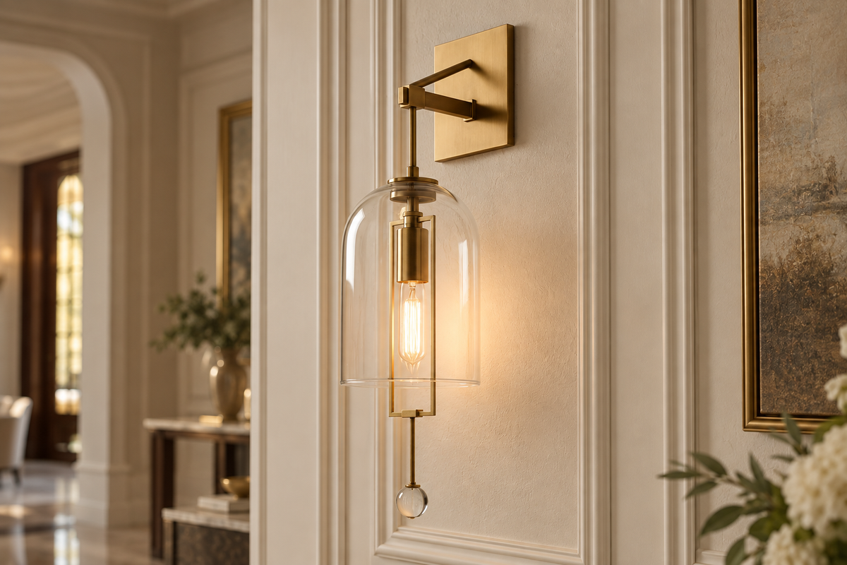 Hand-blown Glass Bell Wall Sconce Black or Bronze | Tall Hallway Pair Doorway Light E12/e14 59cm Casalola Lights Luxury