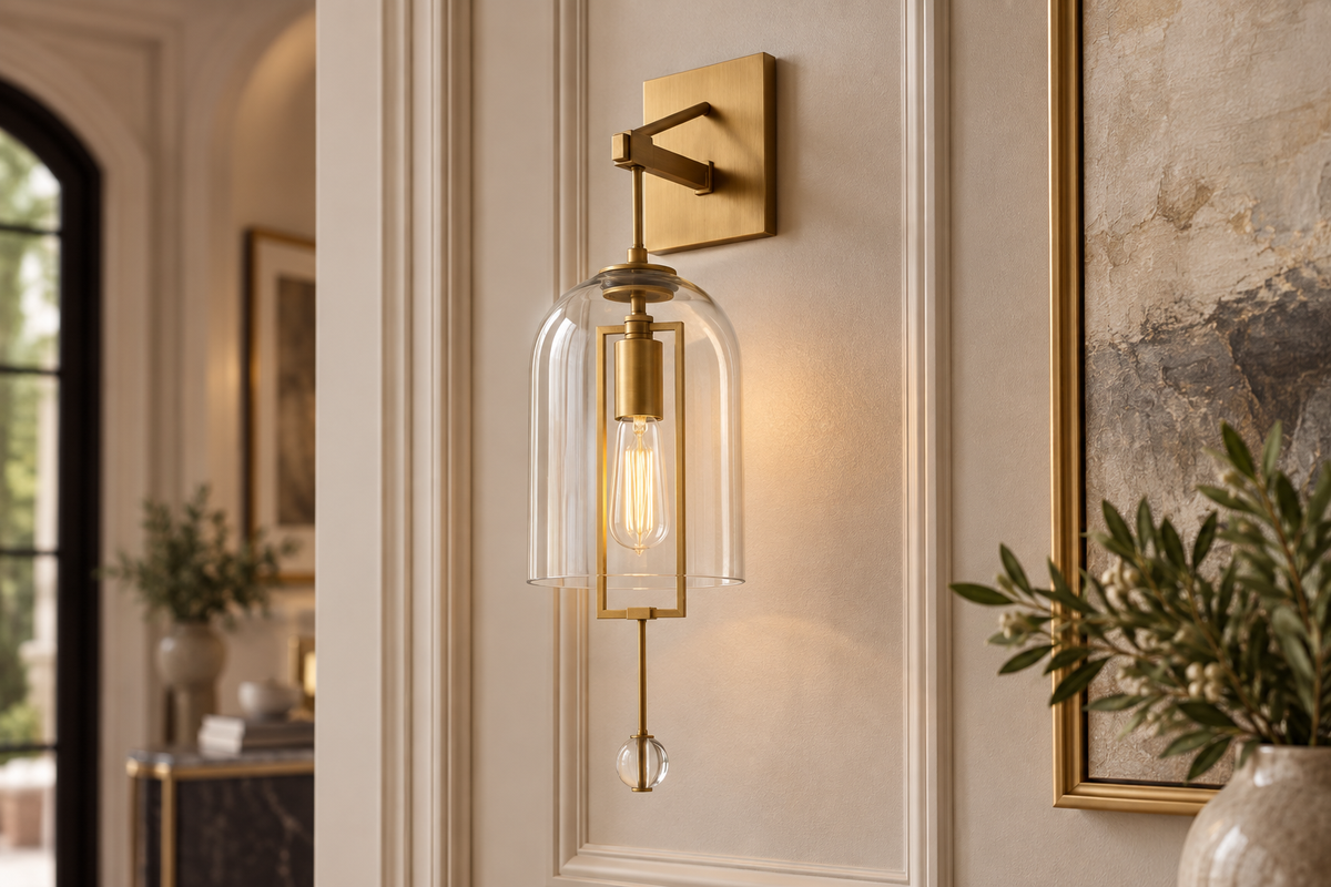 Hand-blown Glass Bell Wall Sconce Black or Bronze | Tall Hallway Pair Doorway Light E12/e14 59cm Casalola Lights Luxury