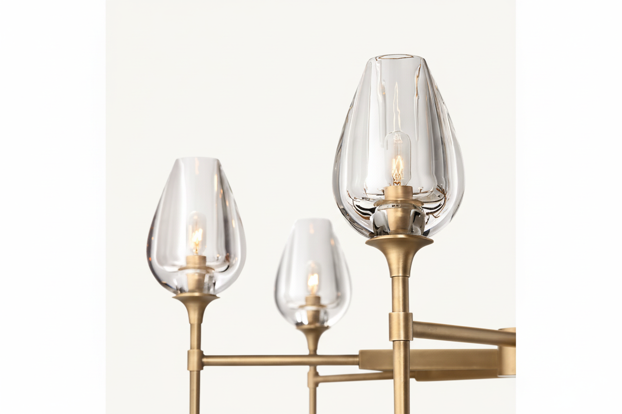Smoked glass chandelier in a dining room