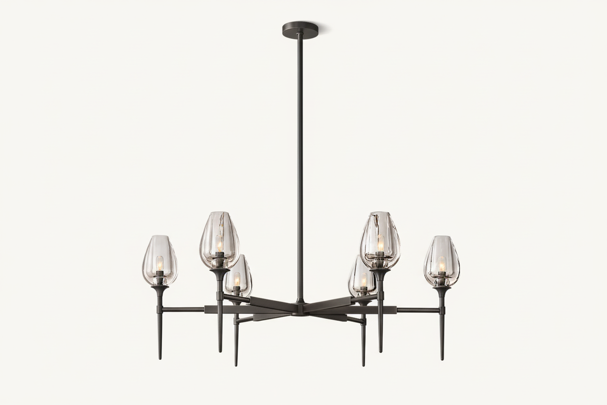 Modern Copper Chandelier with Clear Glass Shades – 3 Sizes Available Casalolalights Luxury Lamps for Interior Designers