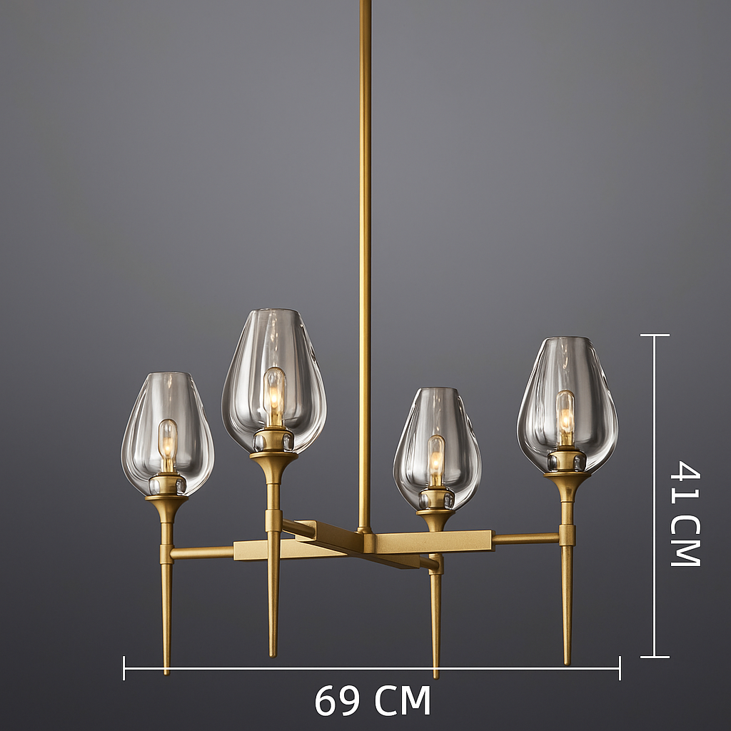 Modern Candle Brass Chandelier | Arm for Dining Room Kitchen Living | Lighting Luxury Villas