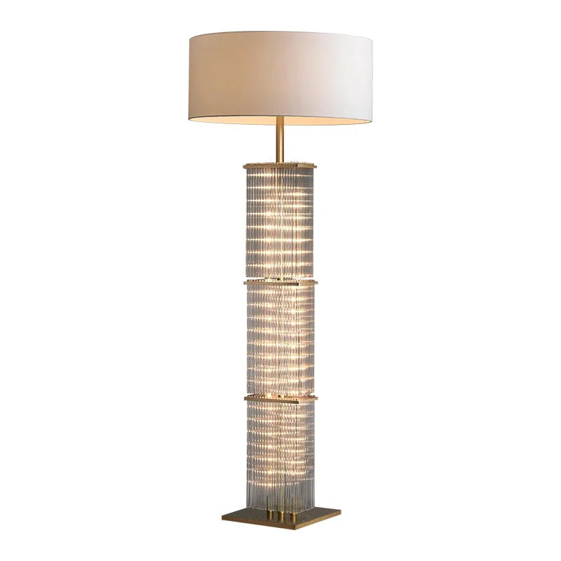 Copper & Glass Cage 3 Light Floor Lamp Fabric Shade | 150cm Tall E26/e27 Industrial Ambient Casalola Lights Luxury