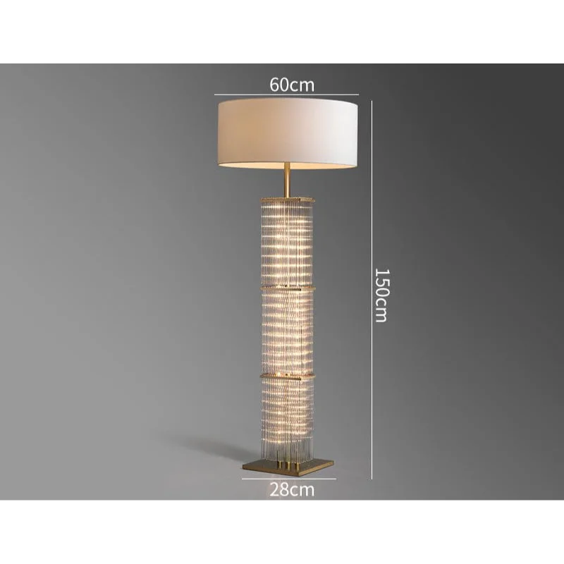 Copper & Glass Cage 3 Light Floor Lamp Fabric Shade | 150cm Tall E26/e27 Industrial Ambient Casalola Lights Luxury