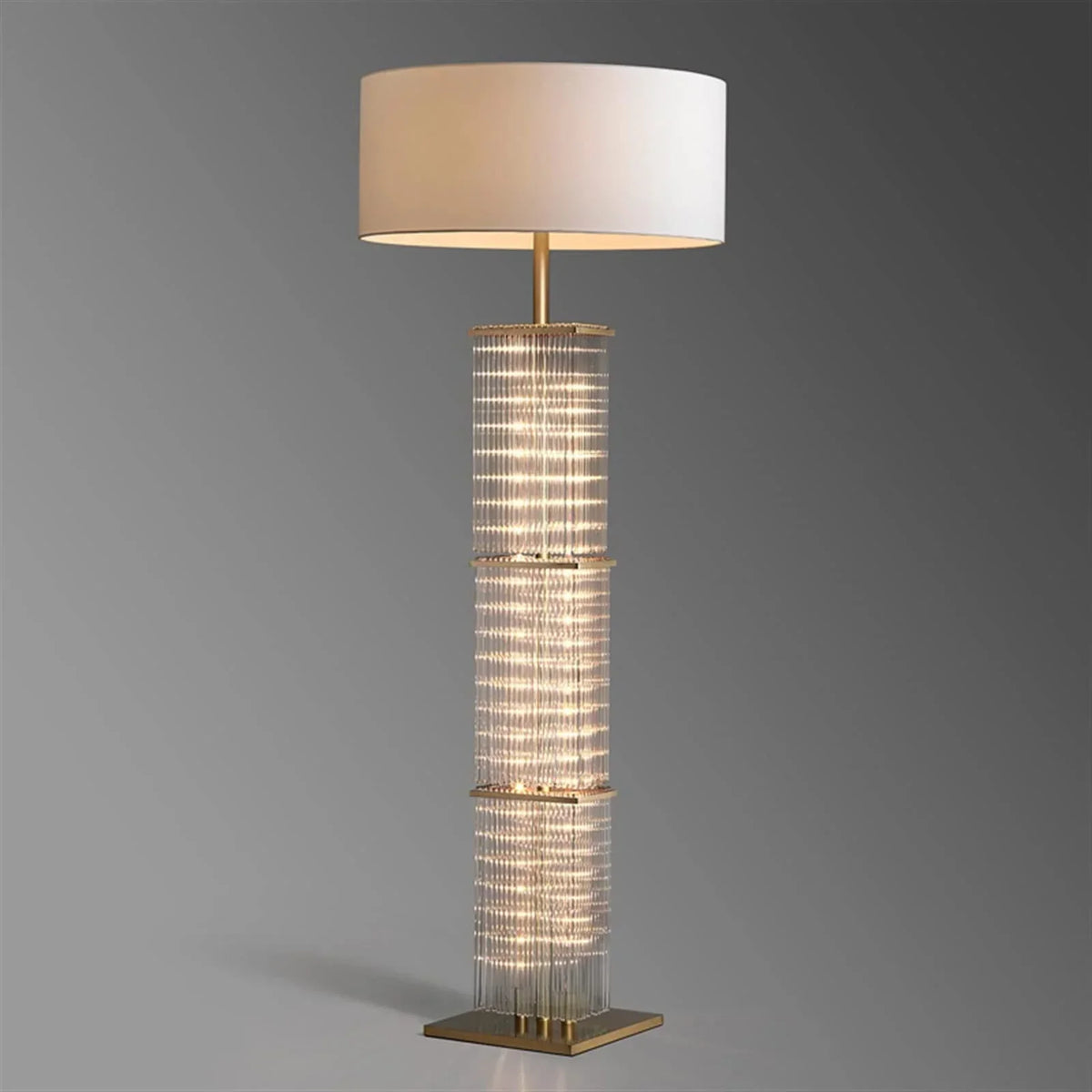 Copper & Glass Cage 3 Light Floor Lamp Fabric Shade | 150cm Tall E26/e27 Industrial Ambient Casalola Lights Luxury