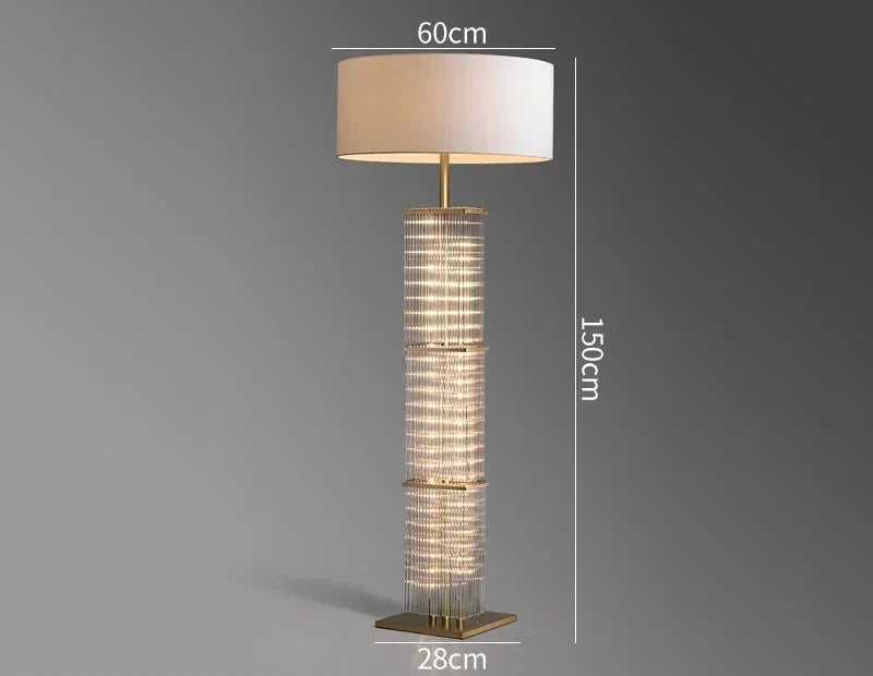 Copper & Glass Cage 3 Light Floor Lamp Fabric Shade | 150cm Tall E26/e27 Industrial Ambient Casalola Lights Luxury