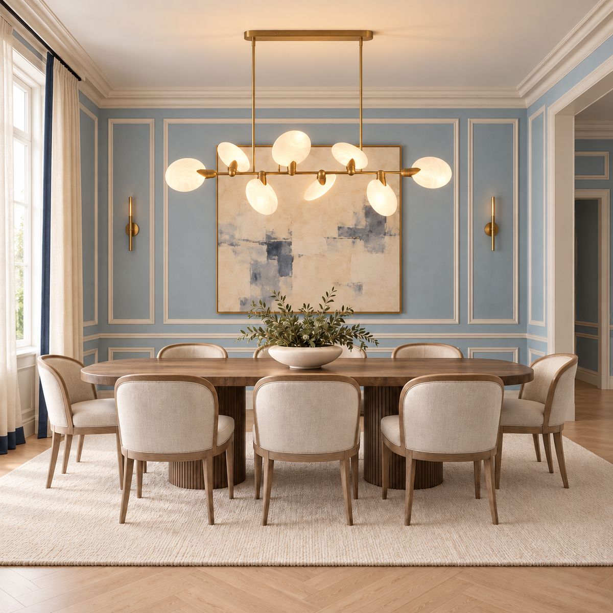 Linear Glass Disc Chandelier for Kitchen Island Brass | Integrated Led Glare Free Dimmable Option Casalola Lights