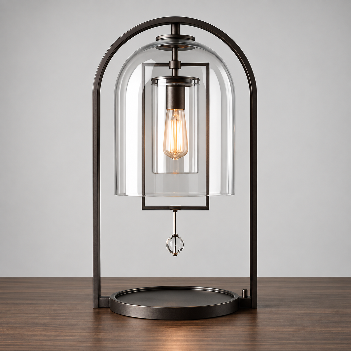 Black Glass Dome Table Lamp for Bedside and Console | Bell Shade Modern 45 Cm Casalola Lights Luxury Lamps Interior