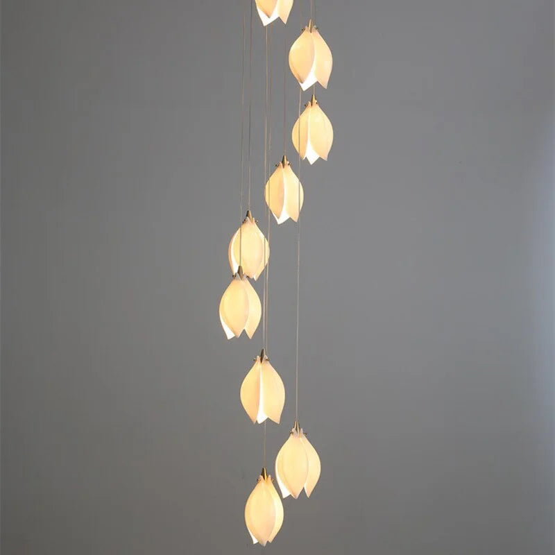 Glass Flower Pendant Light | Gold Cluster Chandelier 1-18 Lights Living Room Dining Stairwell & Bar Casalolalights