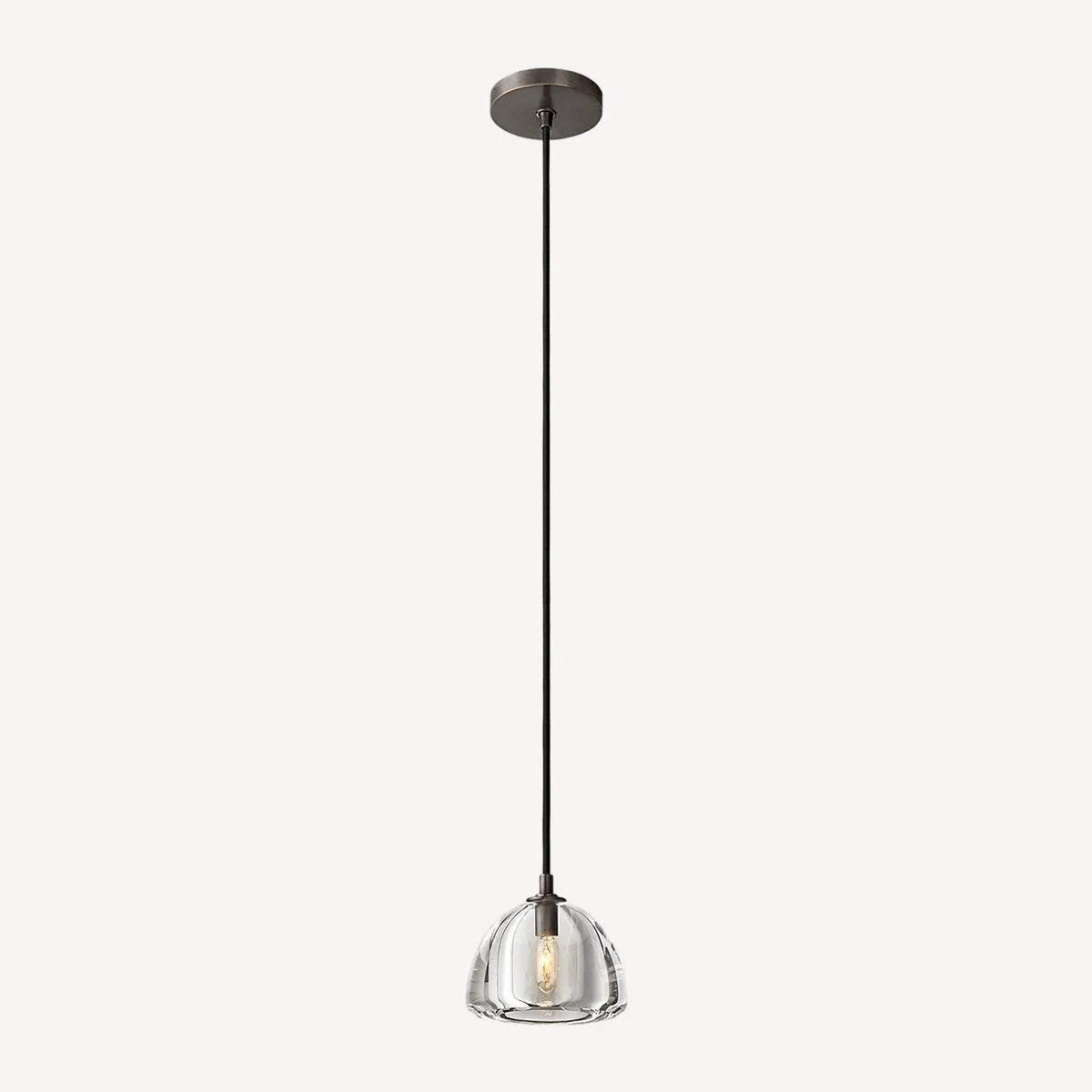 Glass Pendant Light with Brass Accents – Modern Minimalist Hanging for Kitchen Dining Room or Entryway