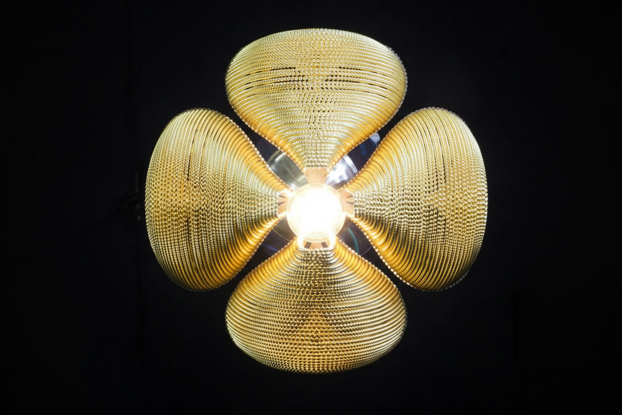 Aluminium mesh texture detail in gold