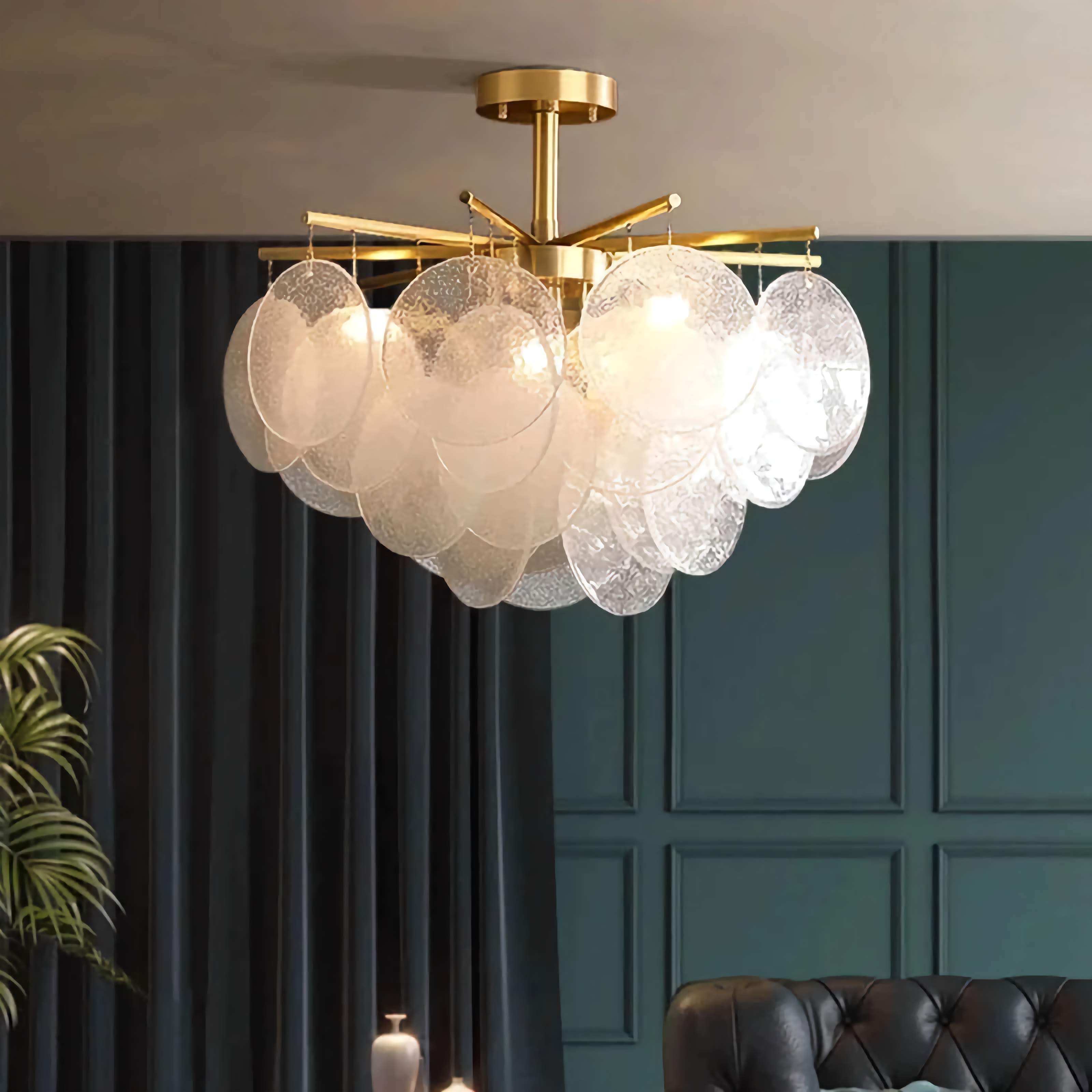 Crystal Ceiling Light Fixture | Semi-flush Mounted Gold 4/6/8 Lights | Casalola