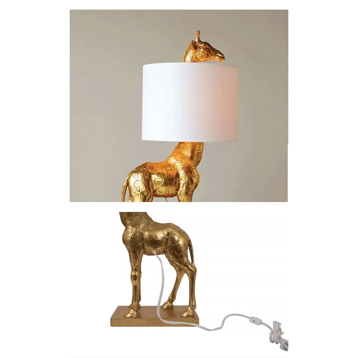 Gold Giraffe Table Lamp | Fabric Shade | Luxury Light | Casalola - Lamps