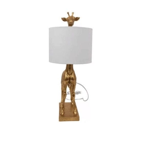 Gold Giraffe Table Lamp | Fabric Shade | Luxury Light | Casalola - Lamps