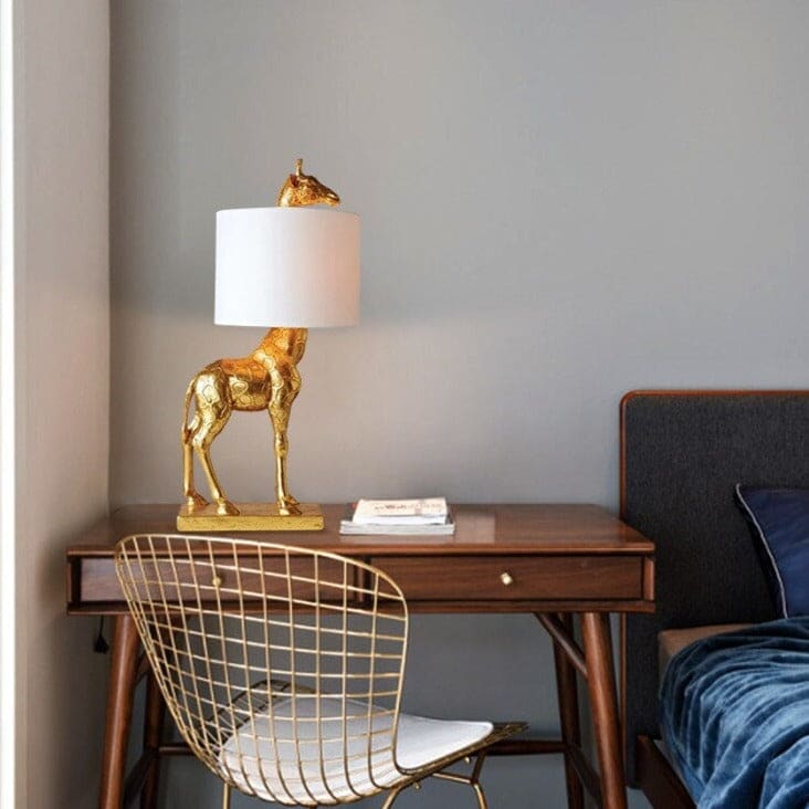 Gold Giraffe Table Lamp | Fabric Shade | Luxury Light | Casalola - Lamps